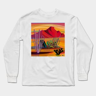 Orange Cactus Garden Long Sleeve T-Shirt